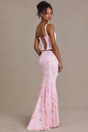 Oh Polly Embellished Tulle Skirt Jupe Rose Clair Brodée