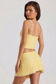 Oh Polly Lirael 14478 crop top col carré limoncello perles