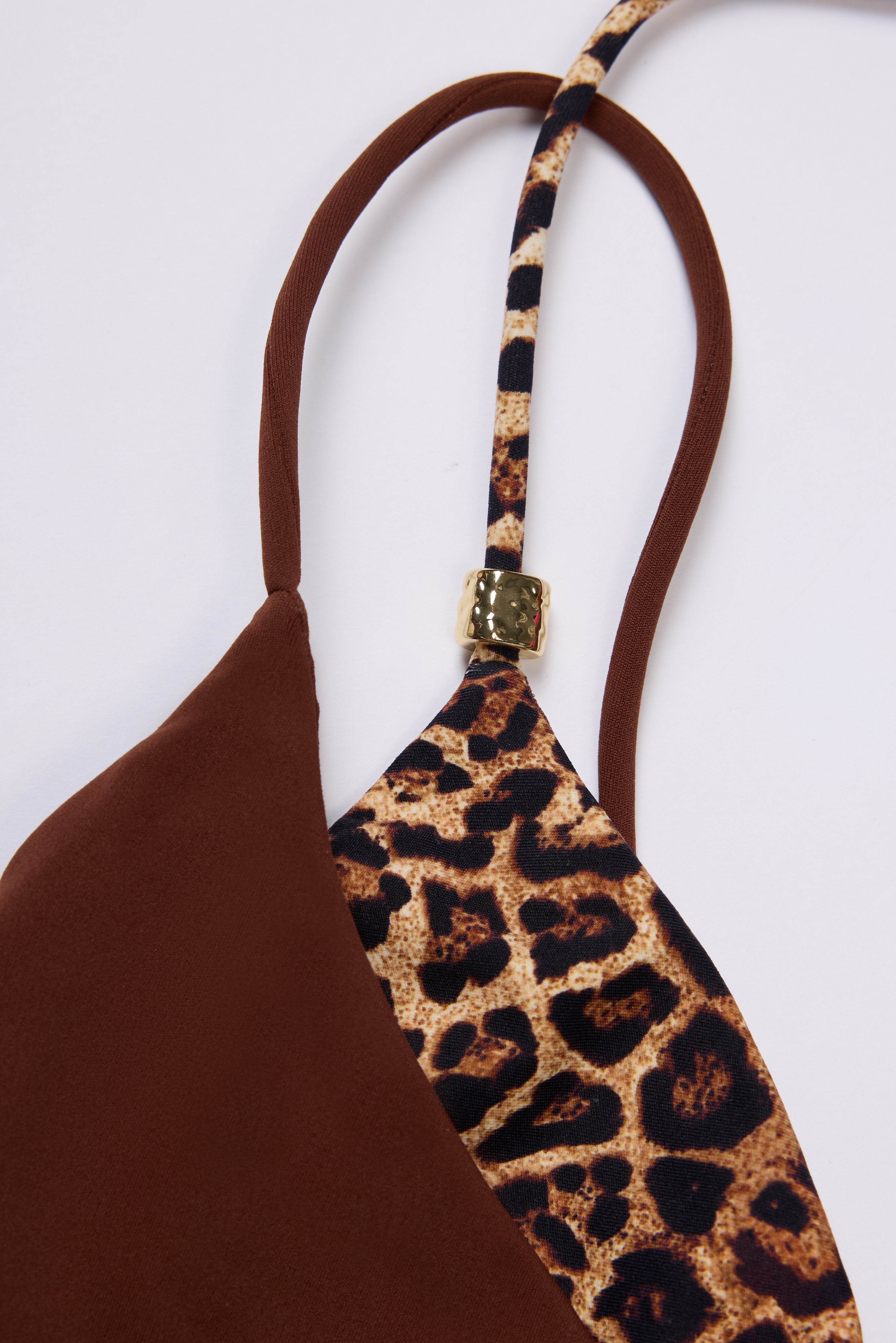 Oh Polly Swim Layered Bikini Top haut marron contrast