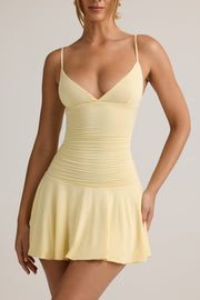 Oh Polly Dresses 14169 mini robe jaune crème modal