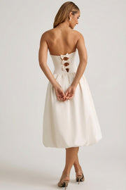 Oh Polly Gloriana Robe bustier satin convertible ivoire