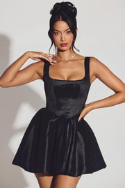 Oh Polly Sueno 7874 robe corset mini noire taffetas