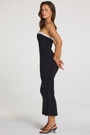 Oh Polly Winslet Robe Bustier Noir Dentelle Midaxi