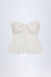 Oh Polly Alma Crop Top Bandeau Blanc Coton Noué