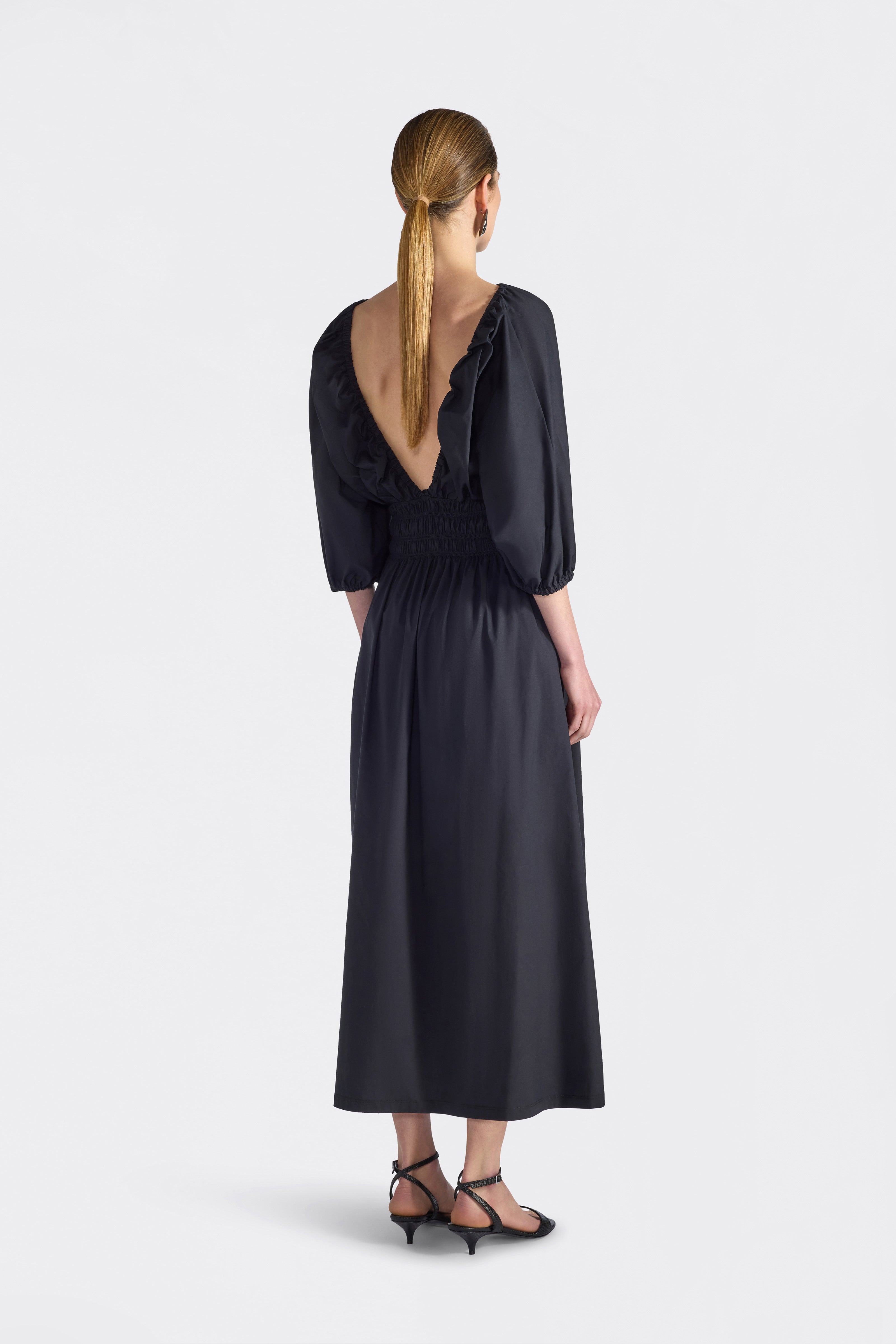 Liviana Conti Nilufar robe longue noire popeline