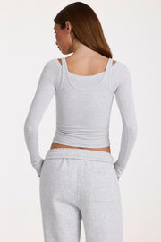 Oh Polly Tops ButterCloud Top Grey Marl gris chiné