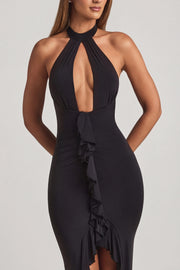 Oh Polly Apolline 9060 robe longue noire à volants