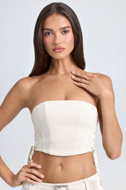 Oh Polly Dalani top corset bandeau écru à lacets