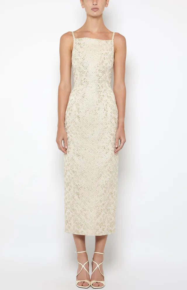 Prabal Gurung Dresses Tubino robe écru doré fleurs