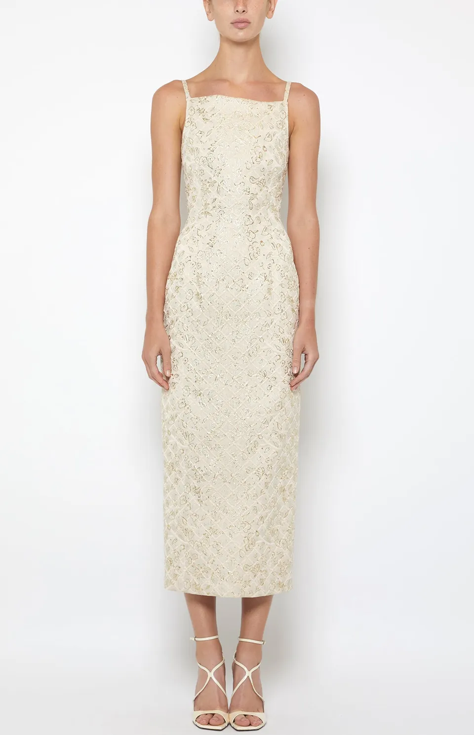 Prabal Gurung Dresses Tubino robe écru doré fleurs