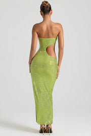 Oh Polly Alamea robe maxi vert pomme bustier strass