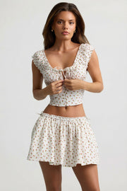 Oh Polly Faela haut corset rose print coton crop