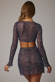 Oh Polly Embellished Thalassa 8317 jupe marine strass