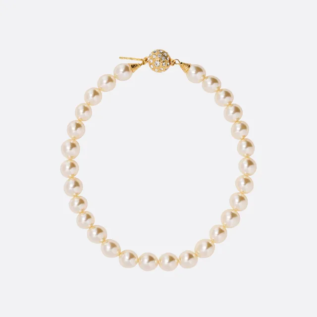 Alessandra Rich Collier perles fermoir cristal doré unique