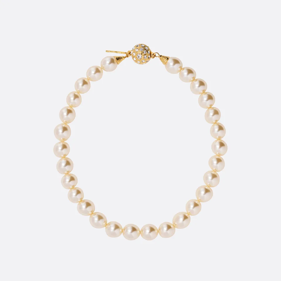 Alessandra Rich Collier perles fermoir cristal doré unique