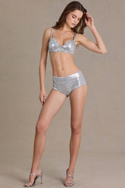 Oh Polly Shorts 15875 mini short argent sequins