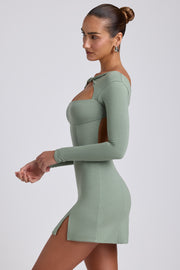 Oh Polly 8490 Mini Robe Femme Vert Sauge Modal Twist
