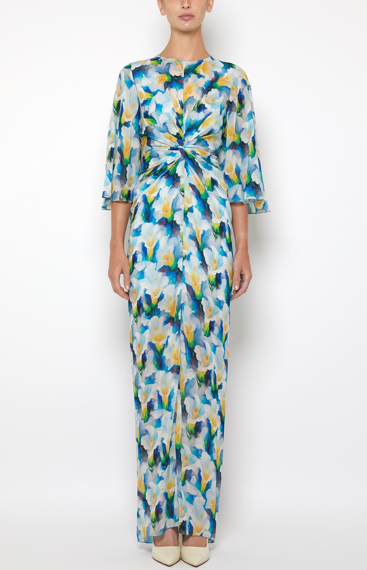 Prabal Gurung 3/4 Sleeve Maxi Dress robe blue multi