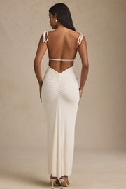 Oh Polly Noelia 7549 robe longue ivoire dos nu jersey