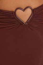 Oh Polly Skirts 8009 jupe maxi marron taille mi-haute jersey