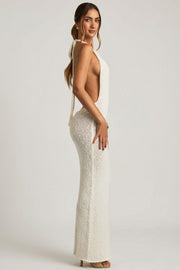 Oh Polly Mirri 14471 robe longue blanche bouclé licou