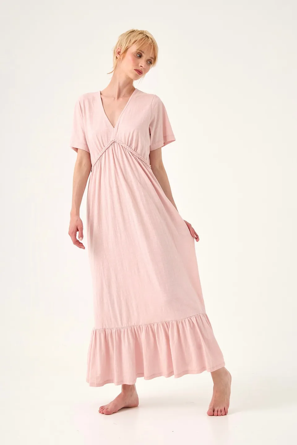 Chicosoleil Leona robe longue coton rose romance