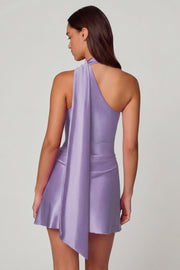 Oh Polly Kiraz robe mini satin lilas asymétrique