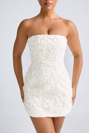 Oh Polly Azaelea robe mini bustier blanche satin fleurs