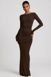 Oh Polly Regine robe longue marron chocolat modal