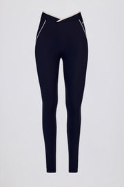 Oh Polly Bo+Tee Legging BT02541 Noir Crossover Taille Haute
