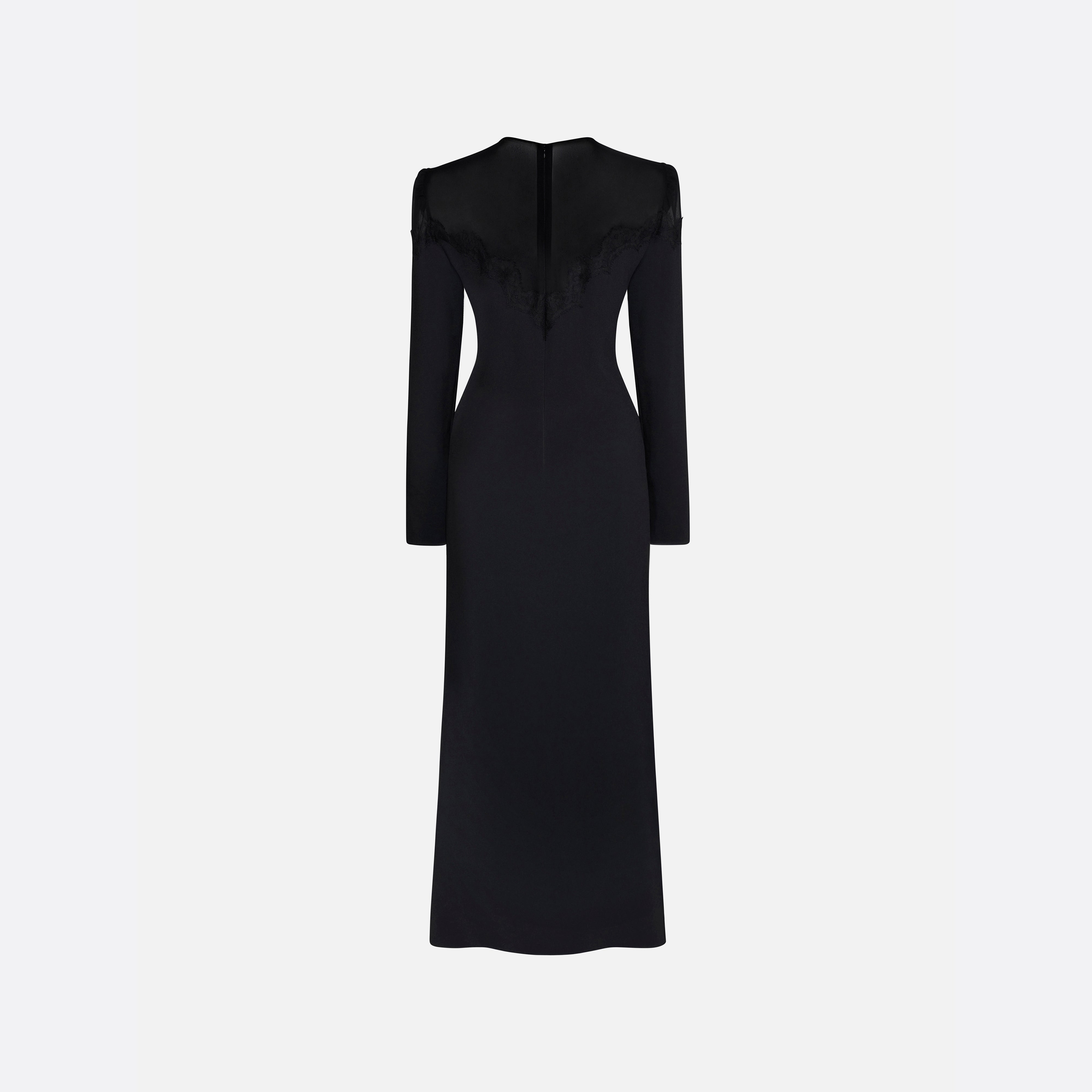 Alessandra Rich Cady Silk Georgette Midi Dress robe noire 36-46