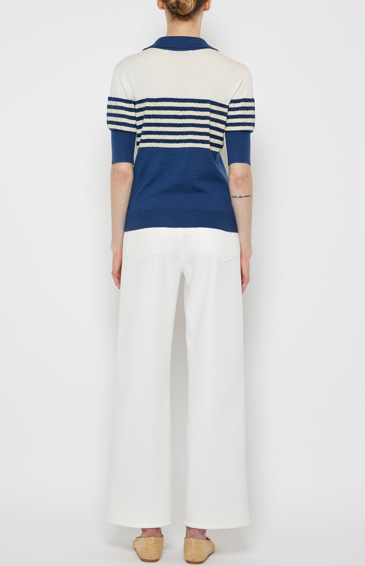 Prabal Gurung Knits Embroidered polo bleu marine rayé
