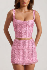 Oh Polly Lirael 14478 crop top col carré posy perles