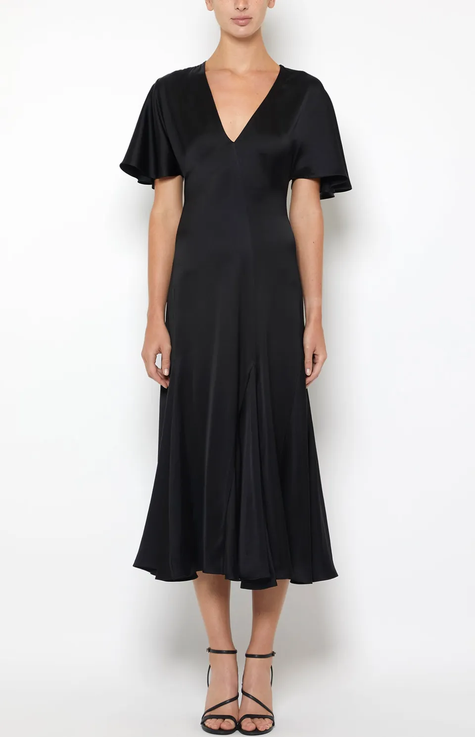 Prabal Gurung Dresses Midi Flutter robe noire soie