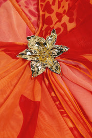 Oh Polly Bacalar jupe longue orange orchid taille basse