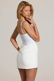 Oh Polly Nyra 16194 robe mini corset blanche perles sequins