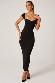 Oh Polly Dolcezza 5849 robe longue noire modal moulante