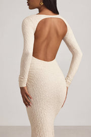 Oh Polly Tarini 14103 robe longue ivoire dentelle dos nu