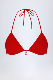 Oh Polly Canggu Triangle Haut Bikini Rouge Feu Bretelles Réglables