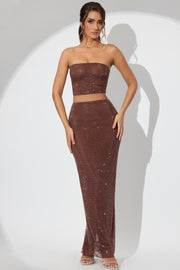 Oh Polly Embellished Fausta jupe maxi Espresso strass