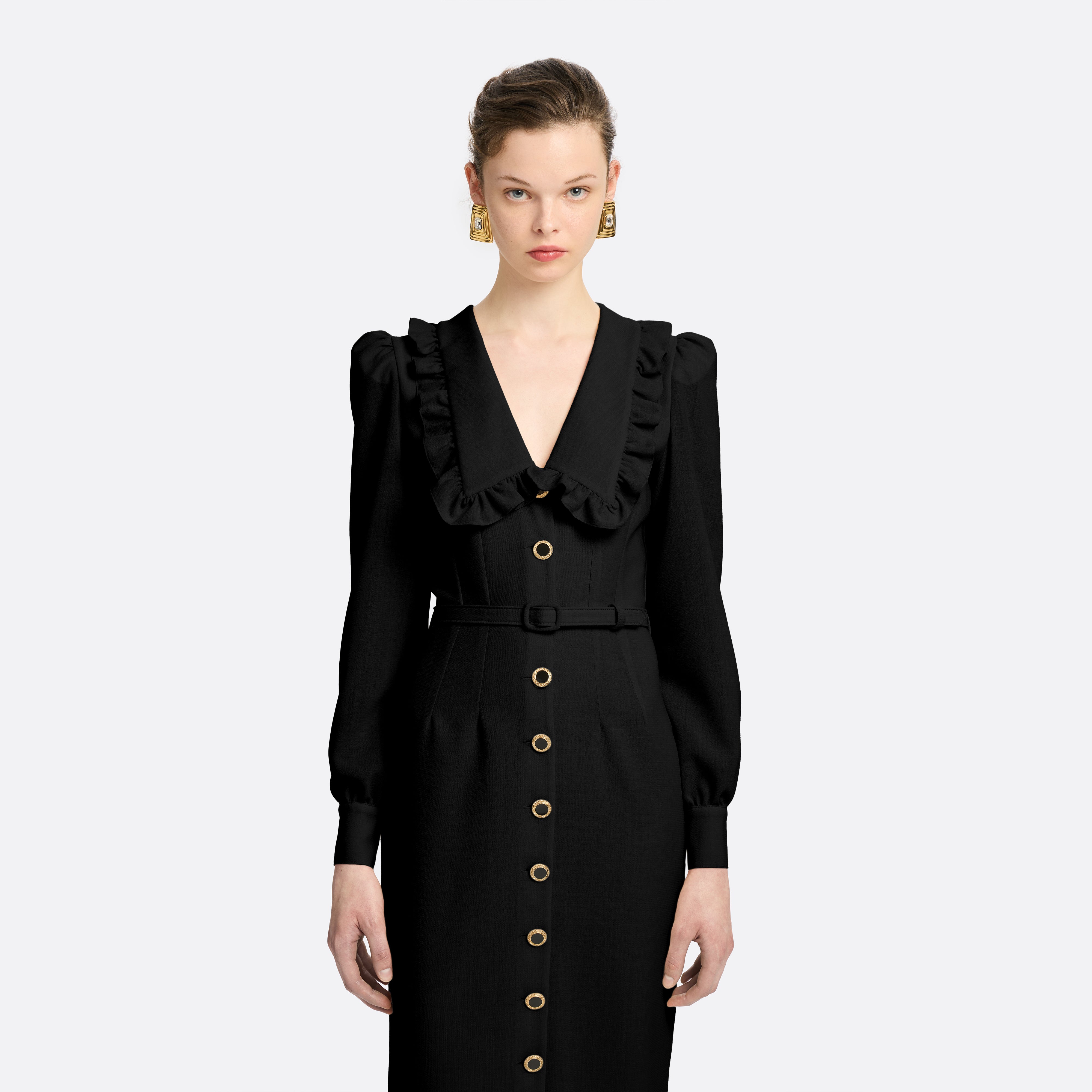 Alessandra Rich robe midi laine col V noire 36
