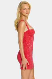 Oh Polly Ines robe mini corset fraise strass