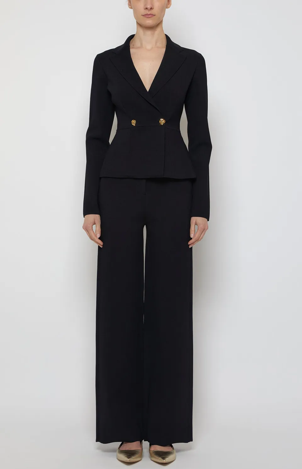 Prabal Gurung Compact Knit Trouser pantalon noir droit
