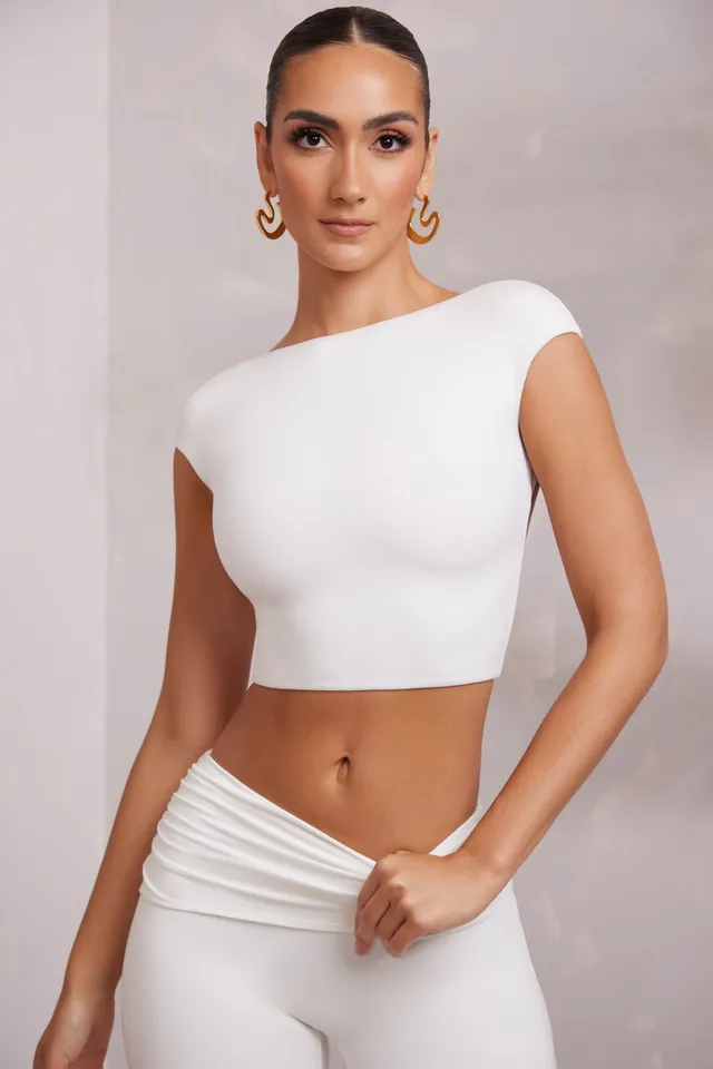 Oh Polly Juno crop top blanc dos ouvert