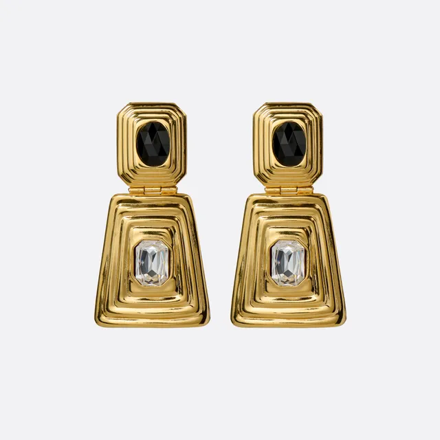 Alessandra Rich Jewellery boucles d'oreilles métal cristal noir doré