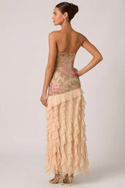 Oh Polly Embellished Diletta robe bustier rose fente 138cm