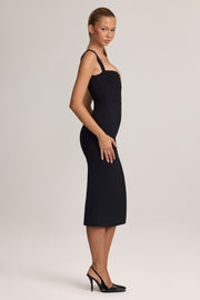 Oh Polly Dresses Aiko 9802 robe noire crêpe fente