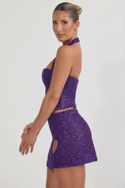 Oh Polly Querida 12712 micro jupe violette cœur perles