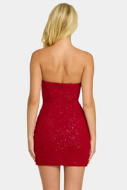 Oh Polly Basel mini robe bustier rouge perlée