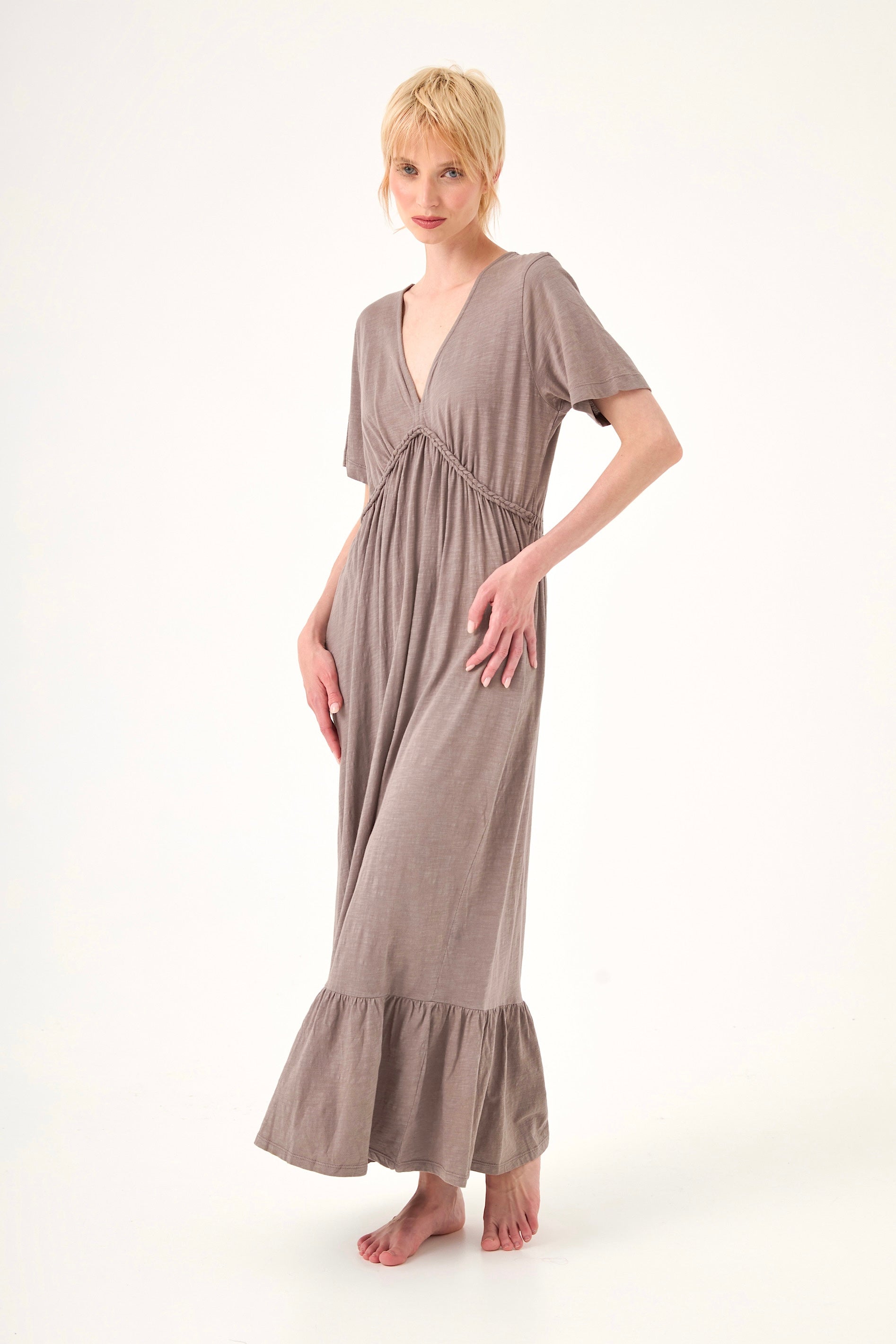 Chicosoleil Leona robe longue gris stoneware coton